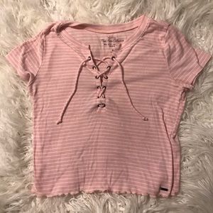 Hollister striped pink and white top